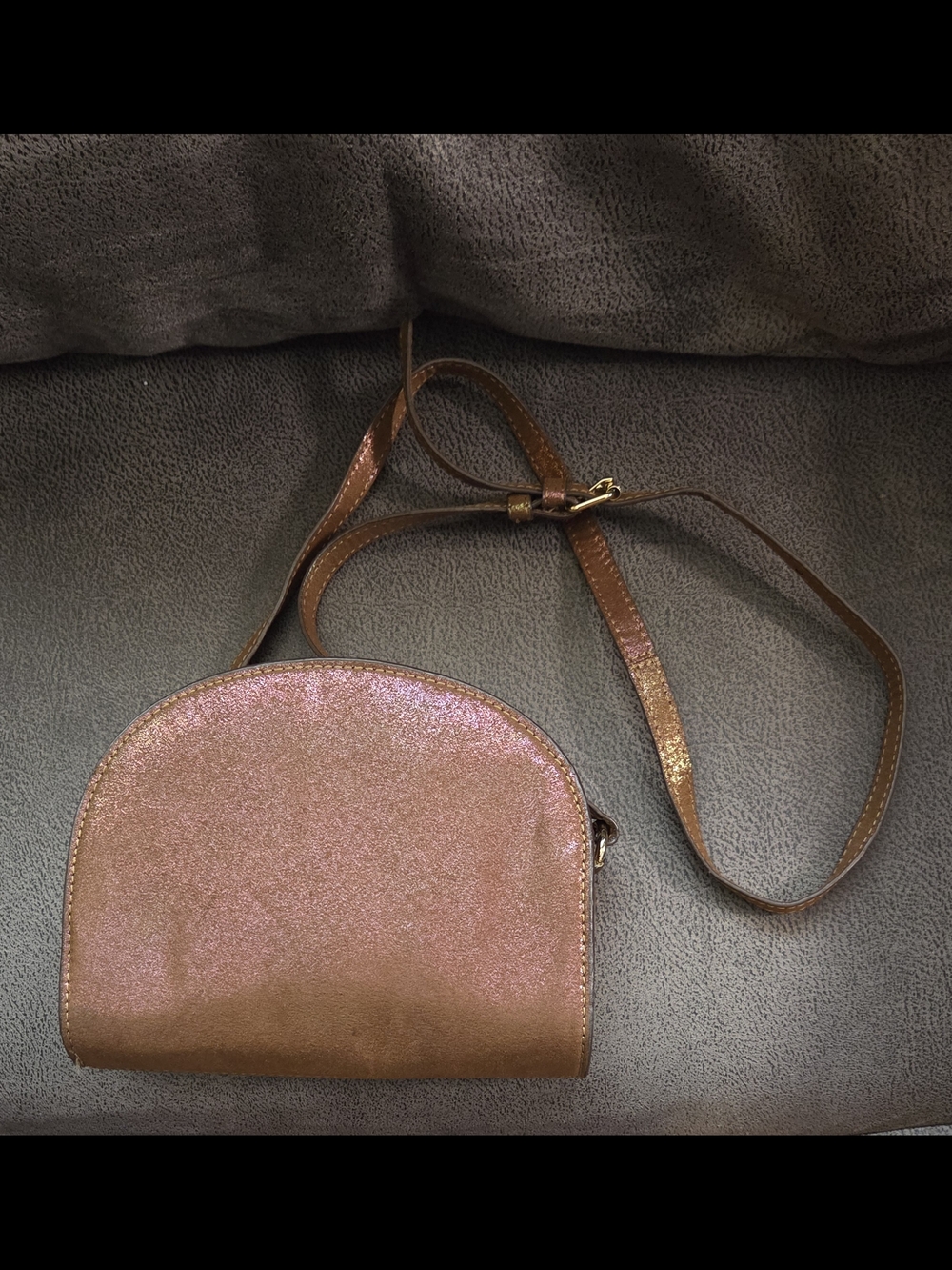 FREE PEOPLE Bronze-Pink-Sparkle Crossbody Bag with Adjustable Strap